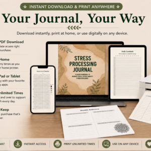 Stress Processing Journal Printable PDF | 29 Pages | Anxiety & Stress Relief Workbook